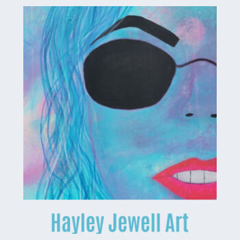 Abstract Printed Graphic Tee with Bright Blue Portrait Design